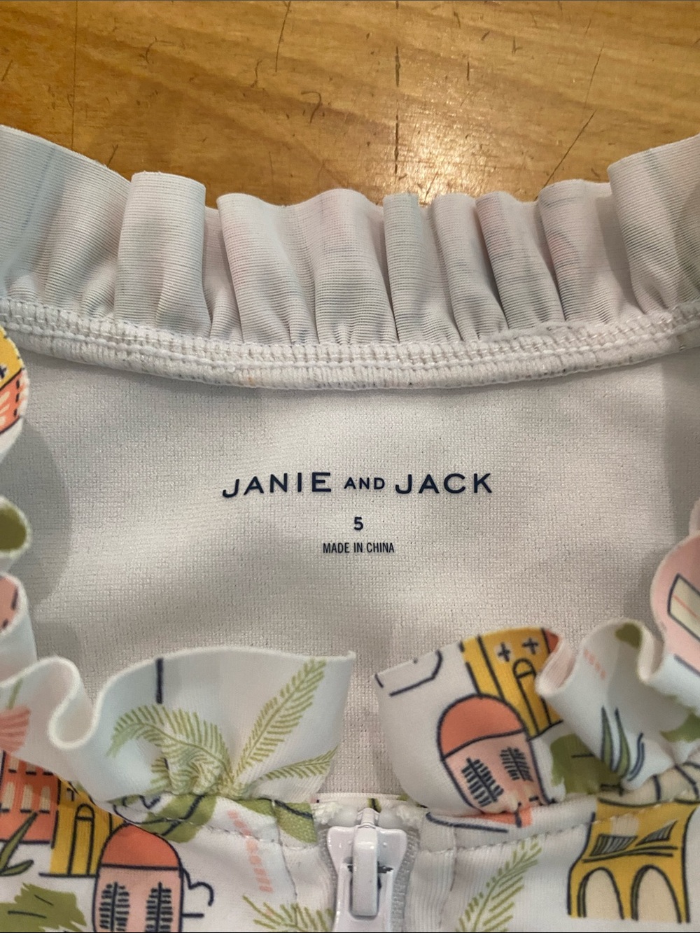 Janie and Jack White One-Piece Swimsuit with Multi-Color Tropical Print - Picture 4 of 6